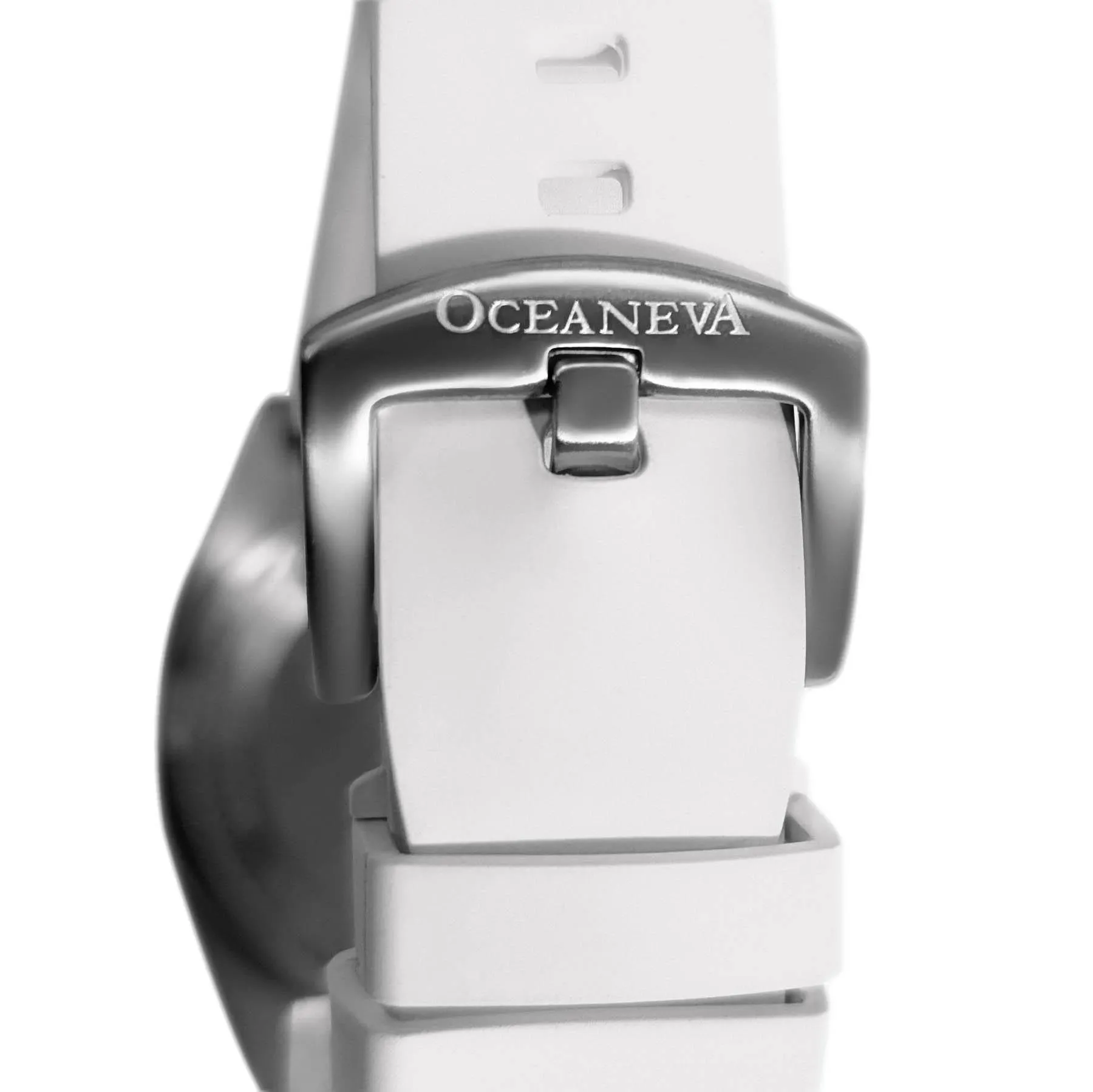 FKM White Rubber Strap - POLISHED Steel Buckle
