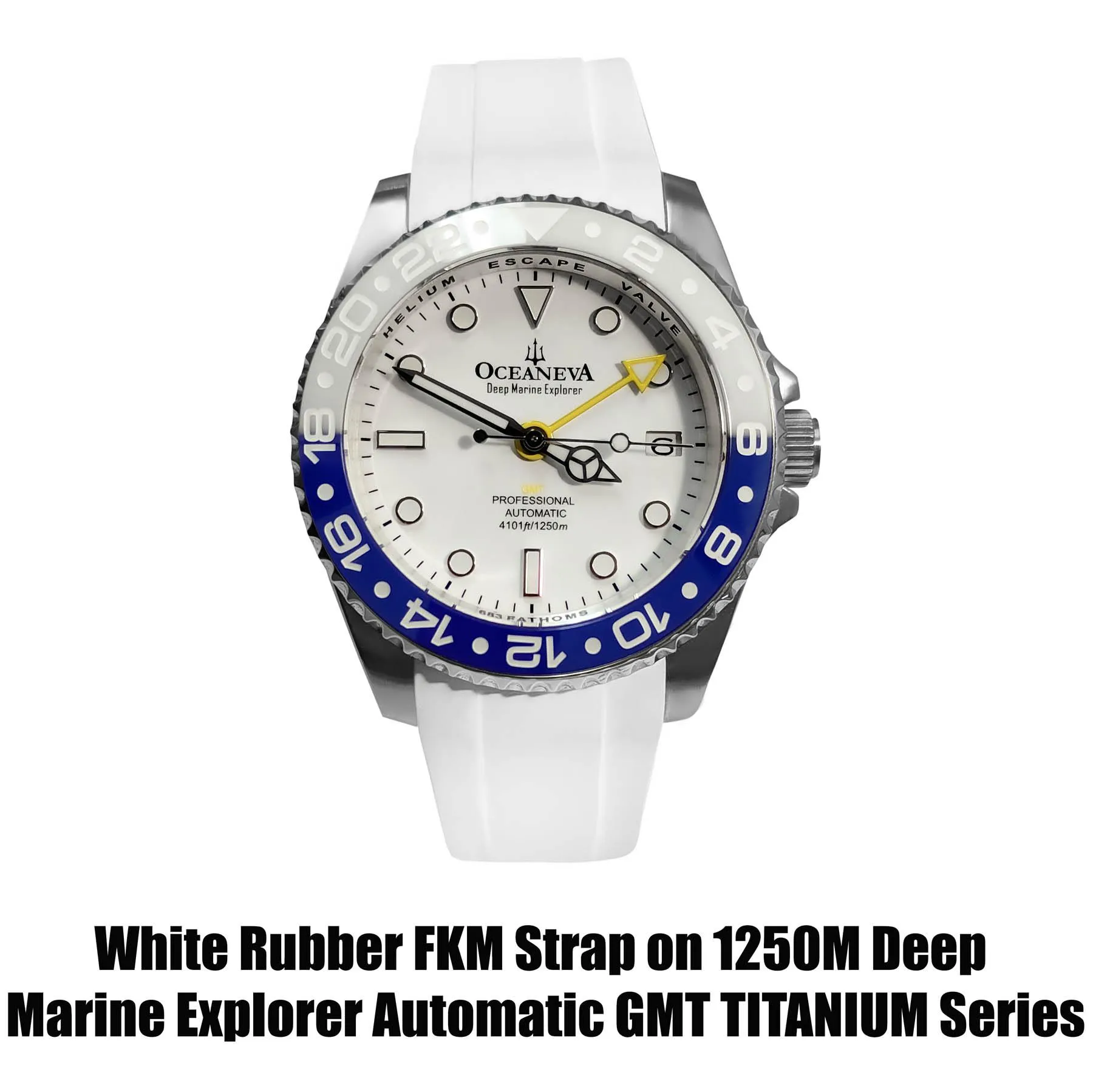 FKM White Rubber Strap - POLISHED Steel Buckle