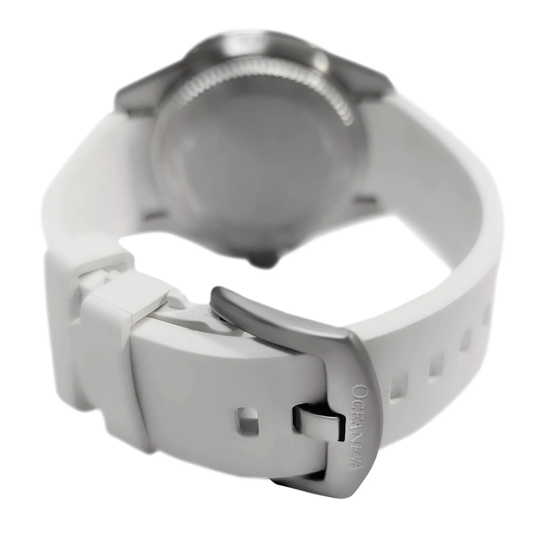 FKM White Rubber Strap - POLISHED Steel Buckle