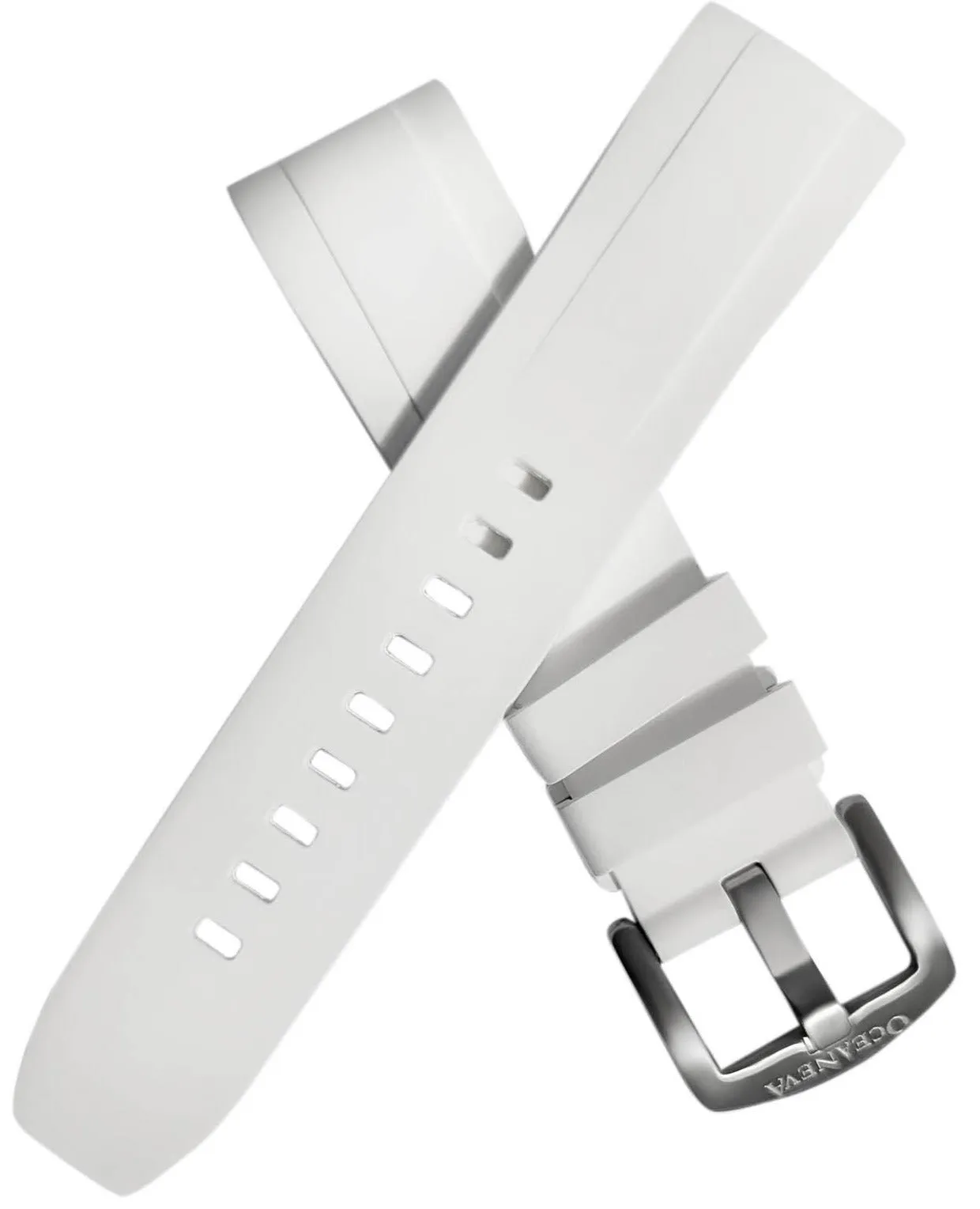 FKM White Rubber Strap - POLISHED Steel Buckle