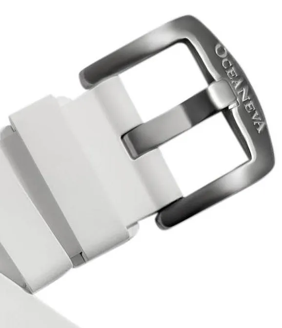 FKM White Rubber Strap - POLISHED Steel Buckle