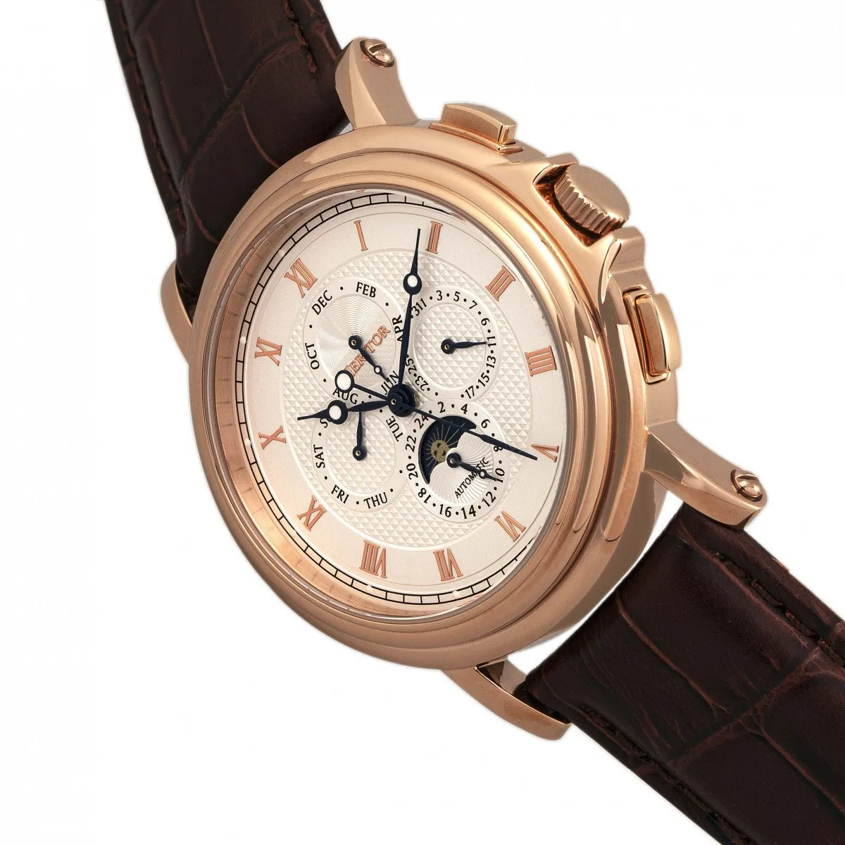Heritor Automatic Kingsley Leather-Band Watch w/Day/Date