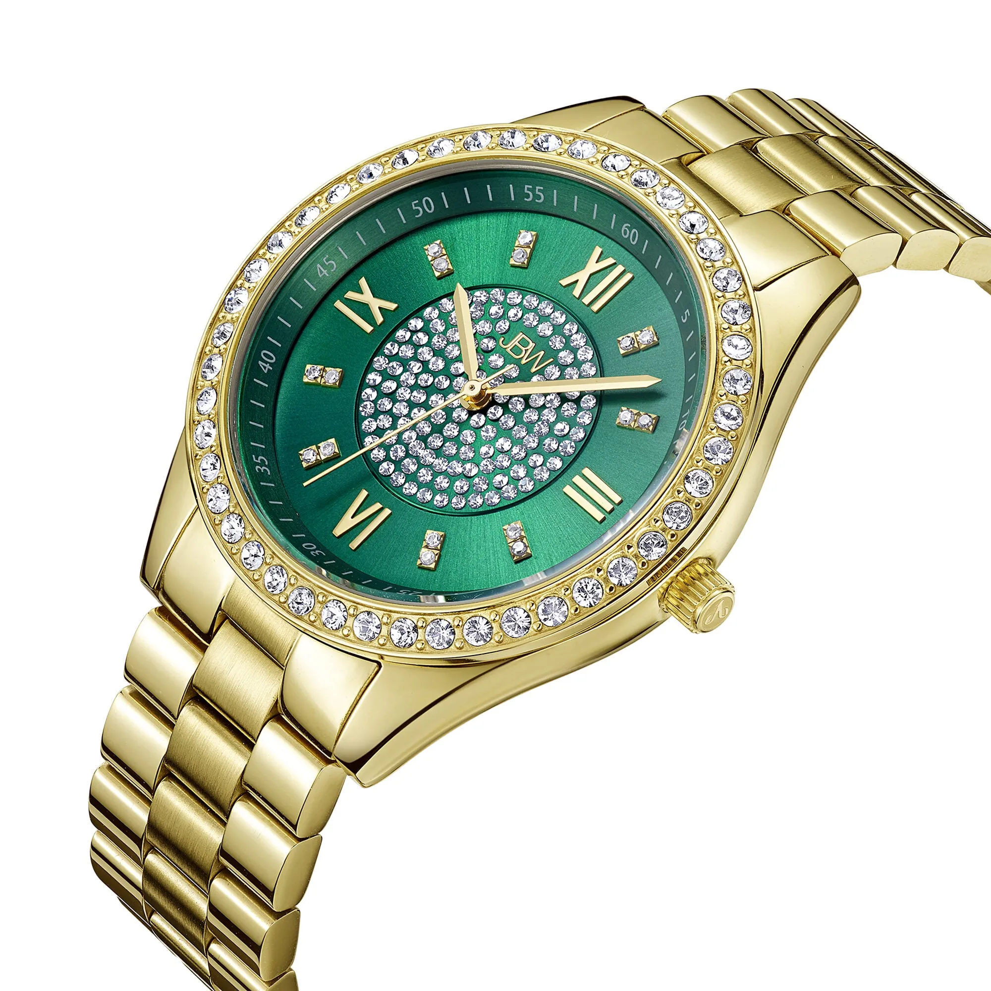 JBW Mondrian Green Diamond Dial 18kt Gold-plated Ladies Watch J6303E