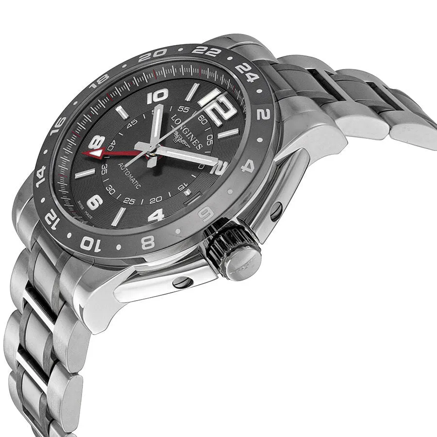 Longines Admiral GMT Grey Dial Steel and Ceramic Men's Watch L3.669.4.06.7