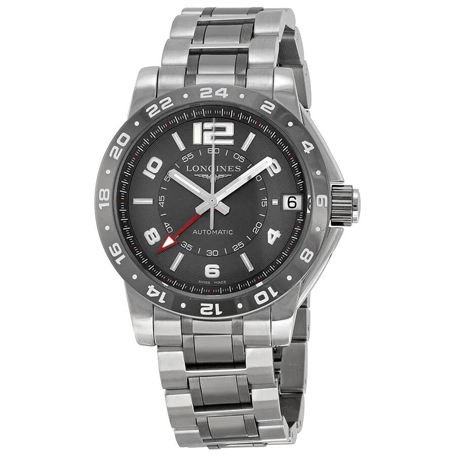 Longines Admiral GMT Grey Dial Steel and Ceramic Men's Watch L3.669.4.06.7