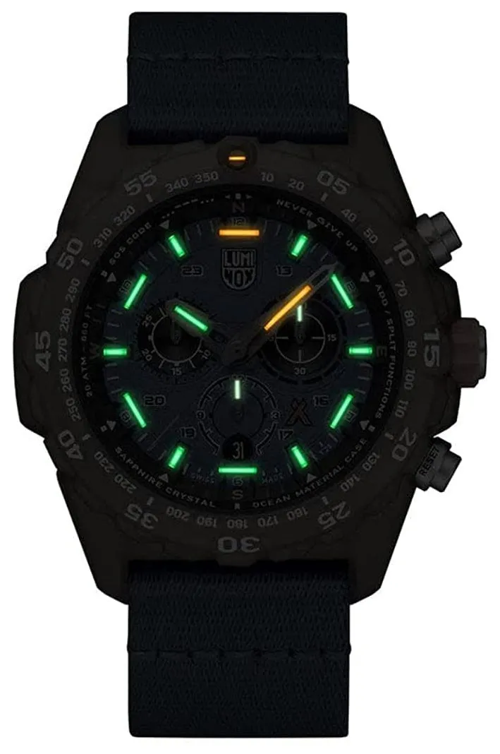 Luminox Bear Grylls Survival ECO Master Chronograph Blue Dial Blue Textile Strap Date Divers Quartz Mens Watch XB.3743.ECO