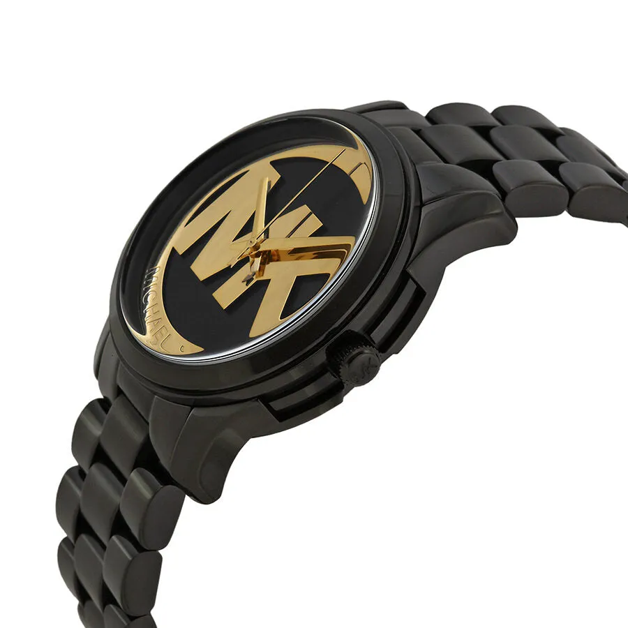 Michael Kors Runway Black and Gold Dial Black Ion-plated Ladies Watch MK6057