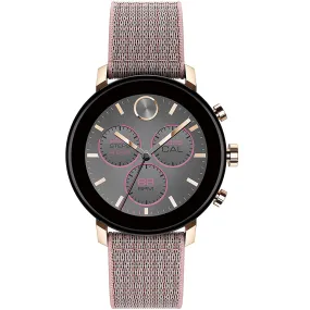 Movado Connect 2.0 Unisex Powered with Wear OS by Google Stainless Steel and Pink Sand Fabric Smartwatch, Color: Pink