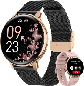 NAIXUES Smartwatch Damen Mit Telefonfunktion, 1,39" Touchscreen Fitnessuhr 120  Sportmodi Menstruationszyklus Pulsuhr Spo2 Schlafmonitor, Kalorien Fitness Tracker Für Ios Android Roségold Schwarz