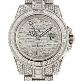 Rolex GMT Master II Diamond Automatic 18kt White Gold Set With Diamonds Men's Watch 116769TBR