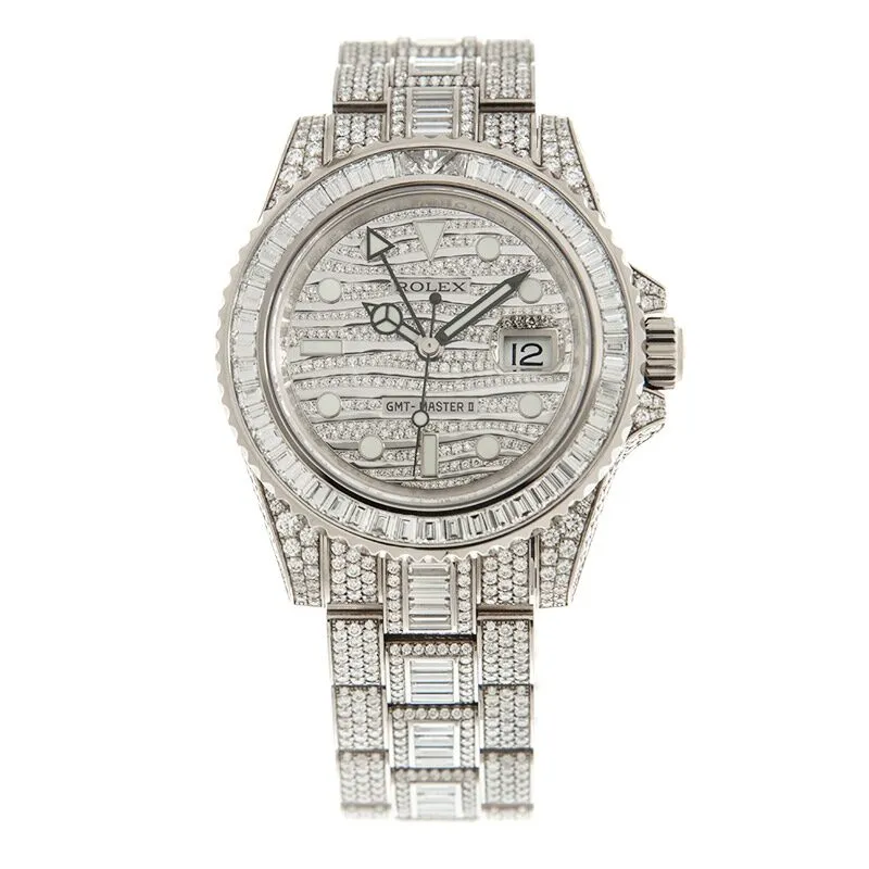 Rolex GMT Master II Diamond Automatic 18kt White Gold Set With Diamonds Men's Watch 116769TBR