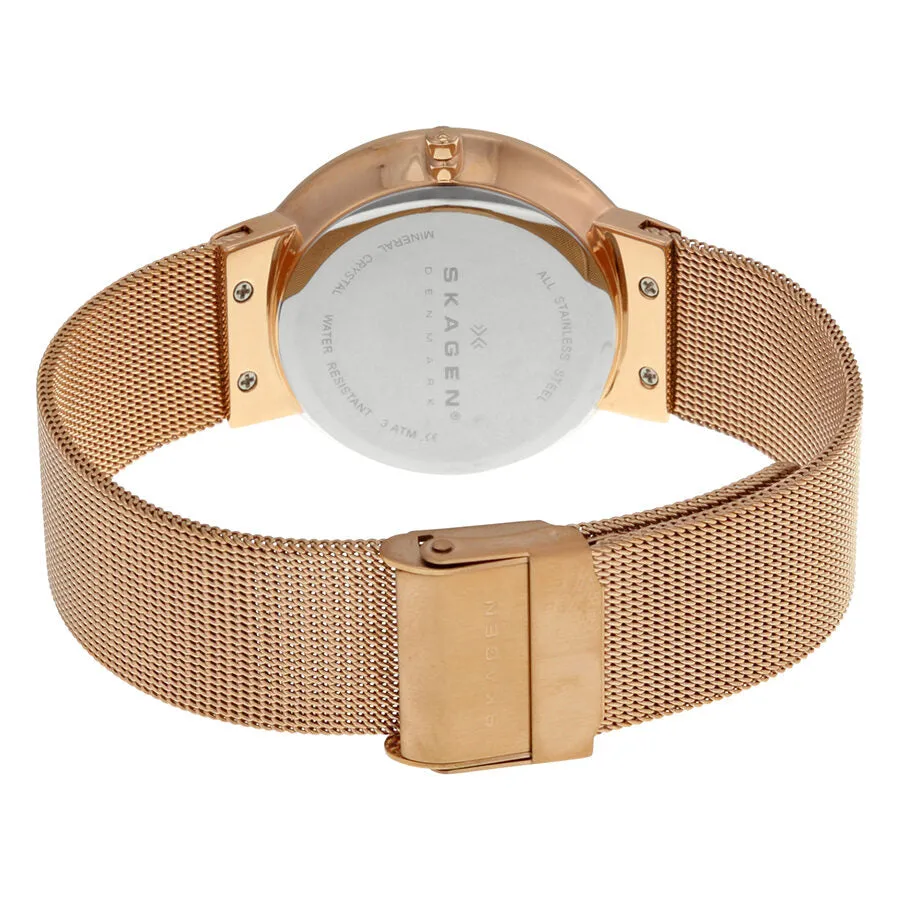 Skagen Klassik Brown Dial Rose Gold-plated Mesh Ladies Watch SKW2068