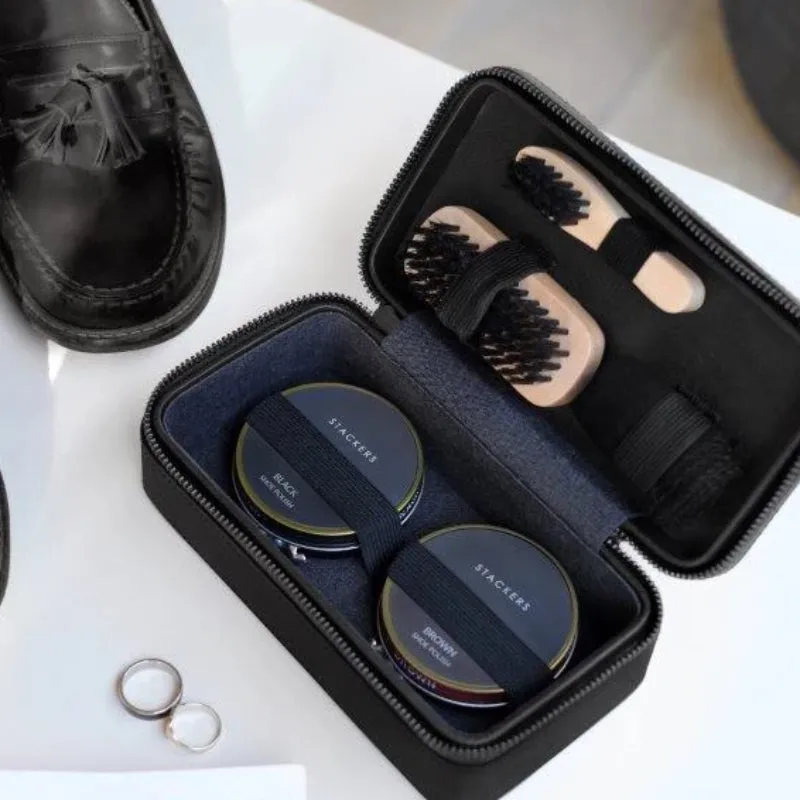 Stackers Black Shoe Shine Kit 75431 Vegan Leather