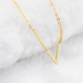Women Simple Chevron V Shaped Necklace Stainless